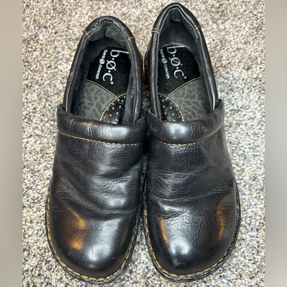 Women’s Black Leather SlipOn Peggy Clog US6 EU36.5
